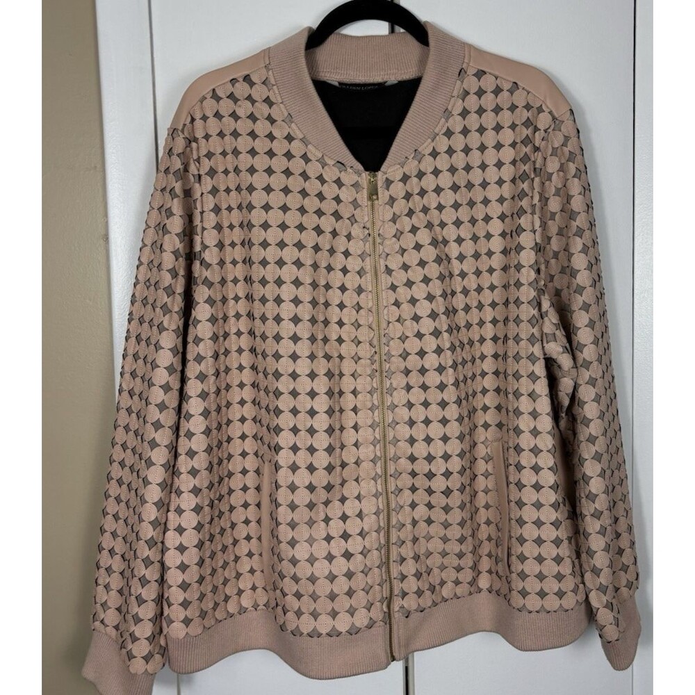Colleen Lopez Faux Leather Jacket Pink Size 2X